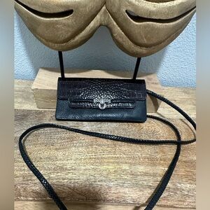 Vintage 2 Toned Brighton Leather Crossbody Wallet with Removable Strap